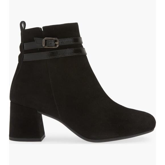 Paul Green Sydney Buckle Bootie In Black Suede Combo AU6.5 - Picture 1 of 15